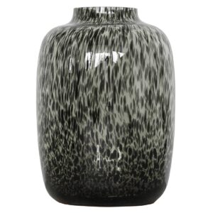 Kara vaas met cheetah print in grijs tinten, decoratief en stijlvol.