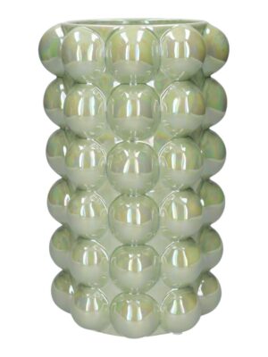 Pistacheparel Bubbly Vaas: Decoratieve vaas, groen, pistache kleur.
