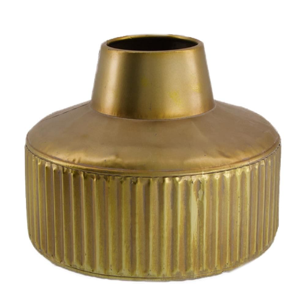 Bronzen metalen vaas, decoratief, Ø21x19cm.