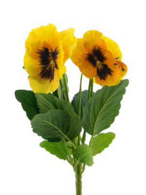 Gele kunstviooltjes (pansy) van 30 cm: mooie decoratie voor een vrolijk huis.